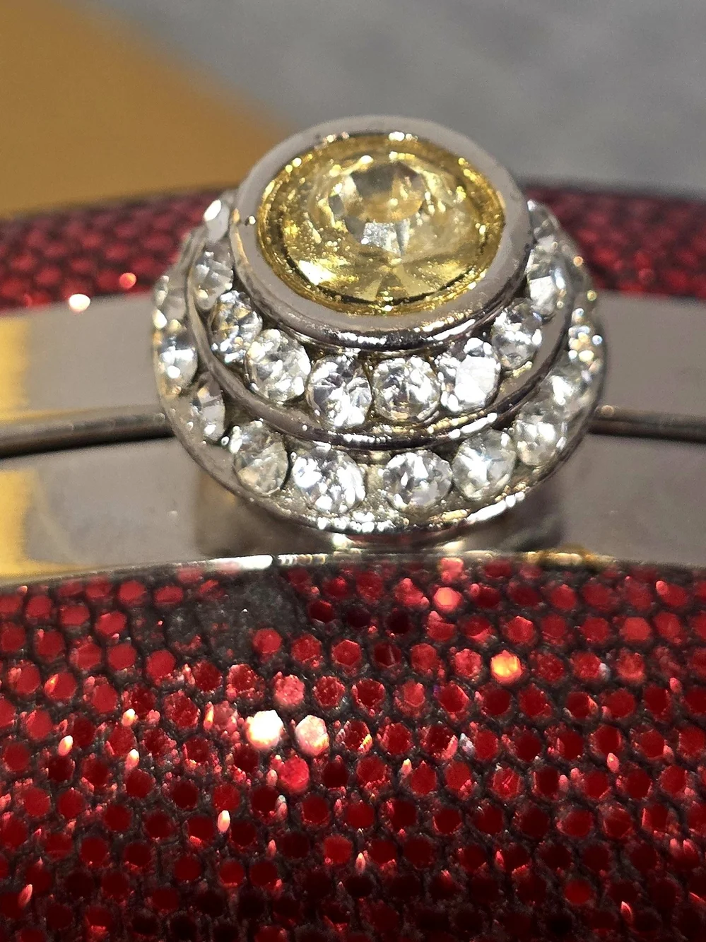Sparkling Ruby Red Sequin Round Evening Clutch
